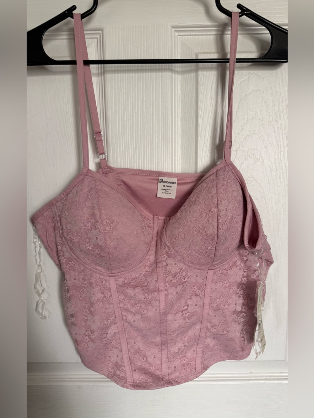 No Boundaries Dusty Pink Lace Bustier Camisole